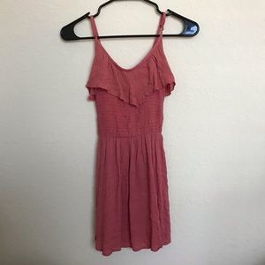 Aeropostale Solid Ruffle Smock Dress